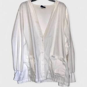 Landau Vintage White Cardigan Classic Fit Medical Lab Coat - Size 5X